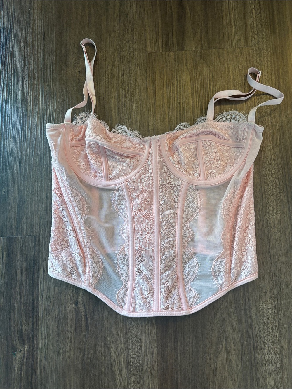 Pink Lace Bustier Top